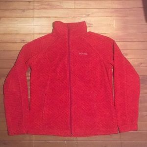 Womens Columbia Fleece Jacket Medium Red Orange